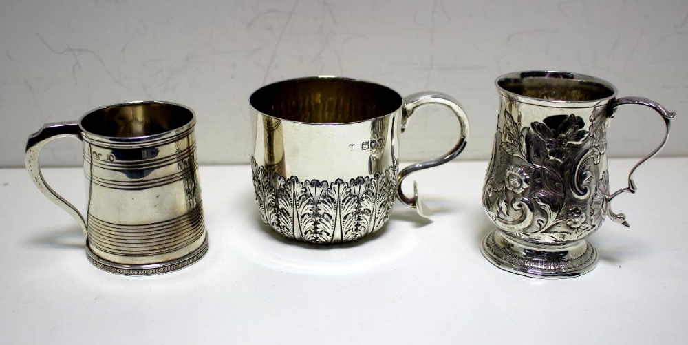 A Group of three christening mugs, one by Peter and William Bateman, London 1805, of baluster form