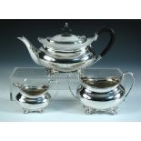 A three piece silver tea set, by the Atkin Brothers, Sheffield 1905, comprising a teapot of