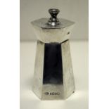 A small silver capstan pepper mill, by Joseph Gloster & Son, Birmingham 1935, of plain tapering