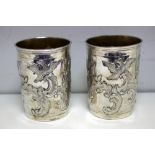 A pair of Russian silver beakers, Alderman Alekseì Kosiùrev (1762-1791), Moscow circa 1786, assay