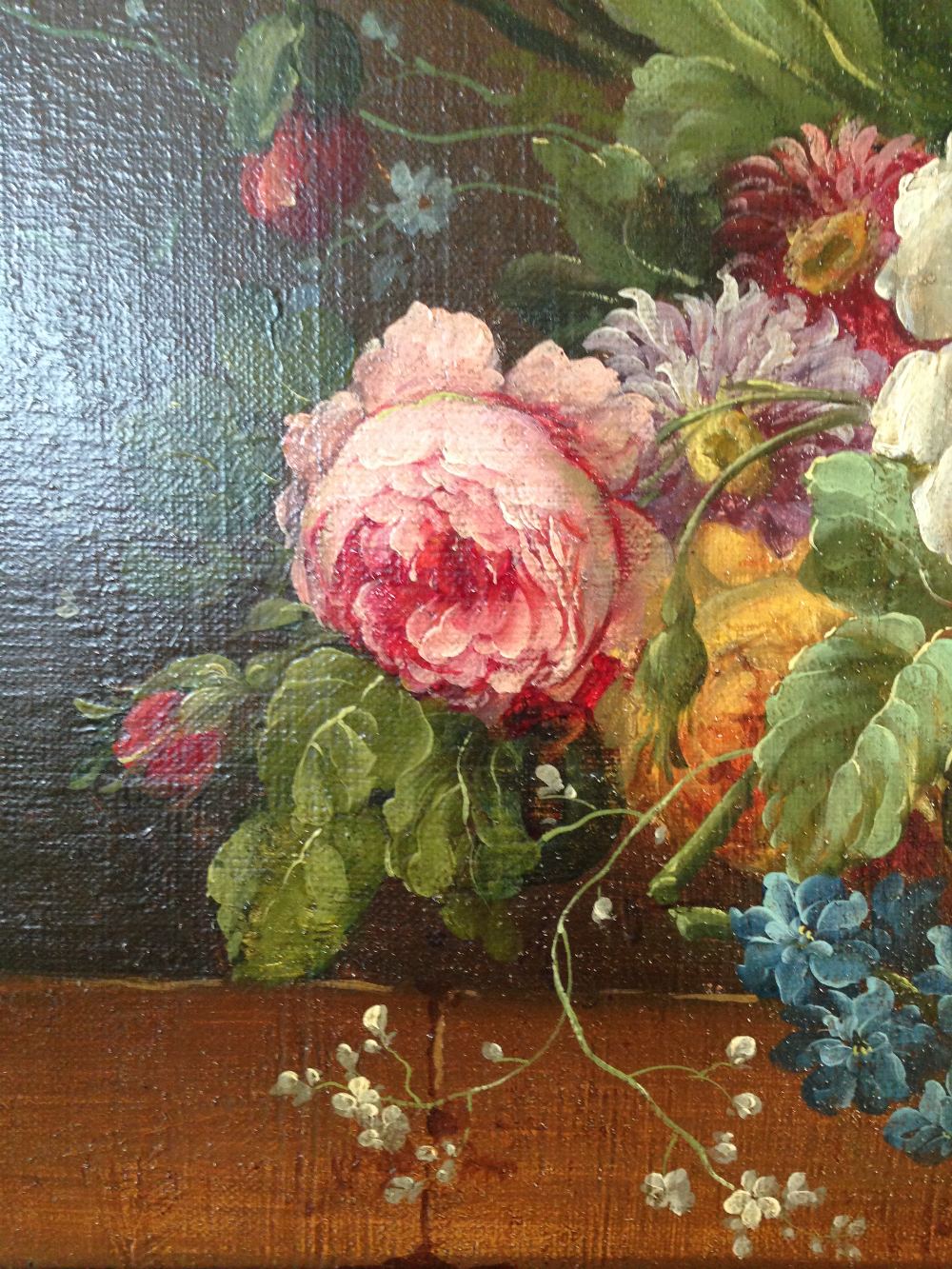 English School  (19th Century) Still life of Hollyhocks, Poppies, Delphiniums, Roses, Gypsophila, - Image 4 of 6