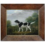 Edward Lloyd (British, 1818-1901) A black and white English springer spaniel in a landscape signed