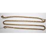 A 15ct gold oval link guard chain, 170cm, 38.9gm