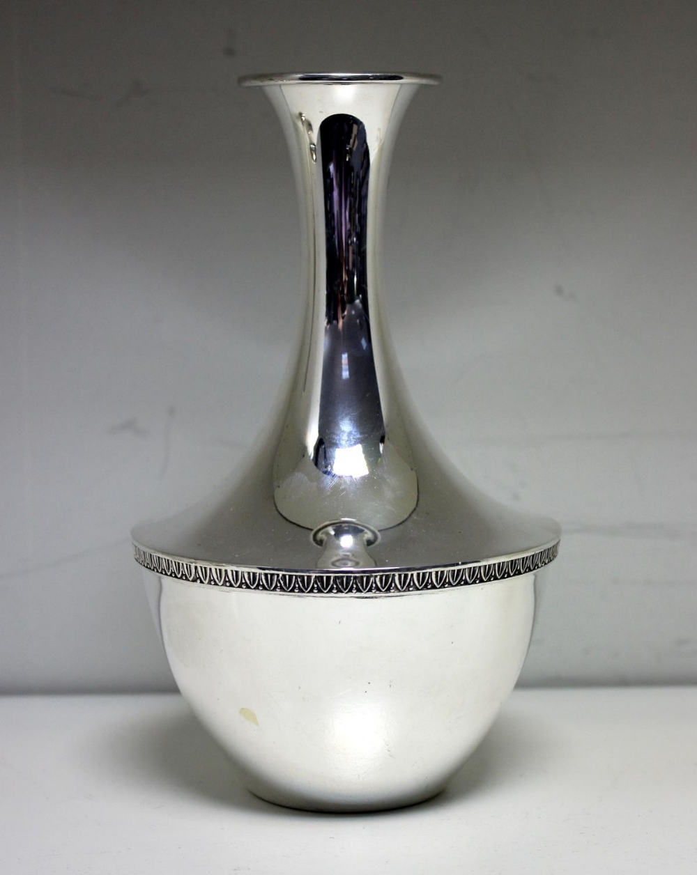 A modern German vase, by Jakob Grimminger, Schwabisch Gmund, of flask shape with tongue and dart - Image 2 of 7