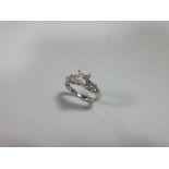 A certificated princess cut diamond ring, with the principal stone in a raised four claw setting