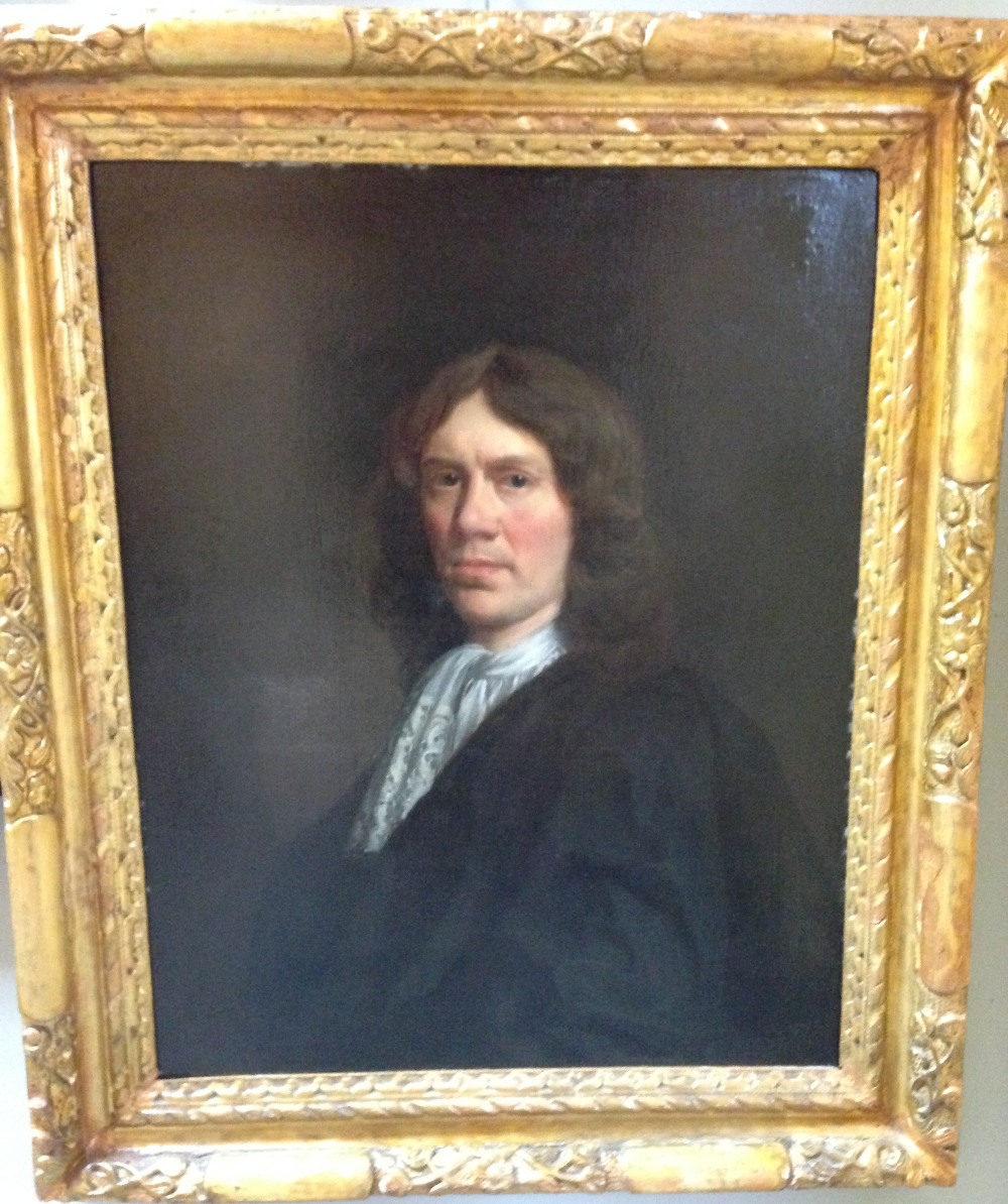 Anglo-Dutch School  (18th Century) Portrait of a gentleman in a white lace stock and black cloak oil - Image 2 of 6