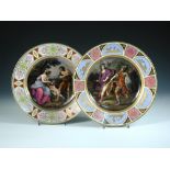 Two late 19th/early 20th century Vienna plates, one painted with 'Cupido et Cephisa' after