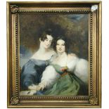 Circle of Sir Thomas Lawrence (British, 1769-1830) Portrait of two sisters, one in blue and one in