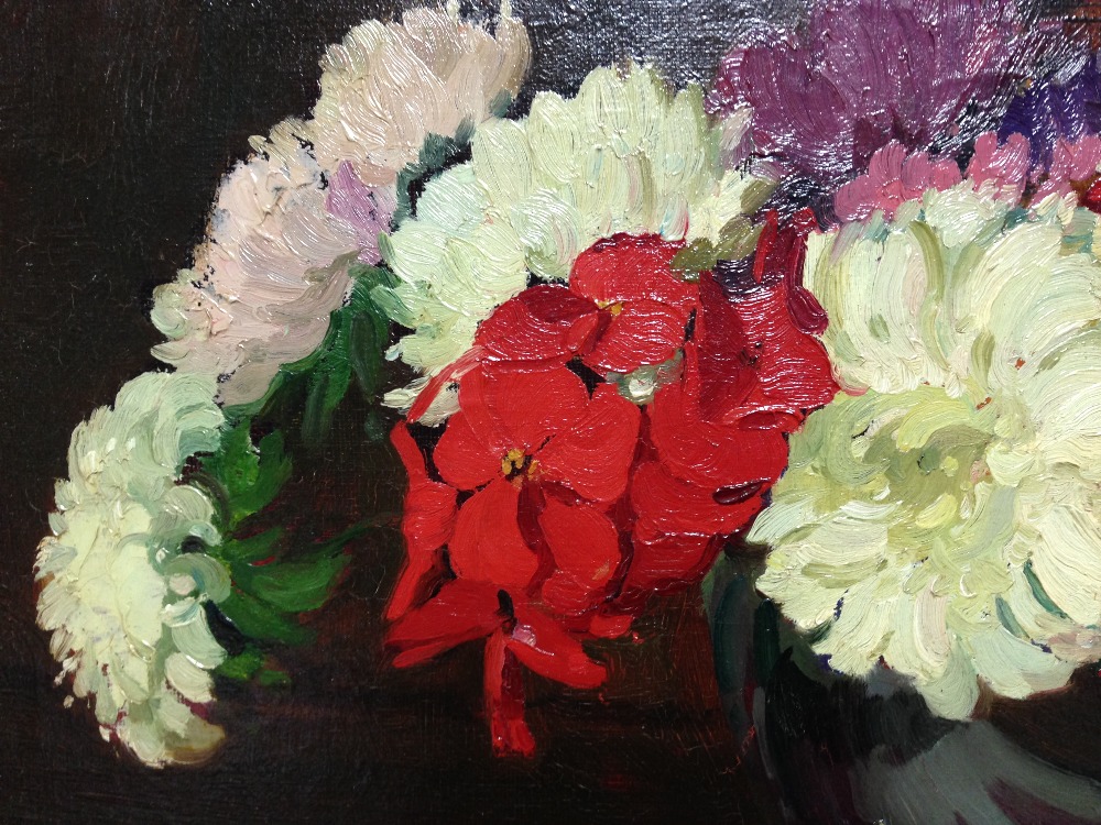 Herbert Davis Richter, RI, RSW, ROI (British, 1874-1955) Still life of red geraniums and white - Image 3 of 12