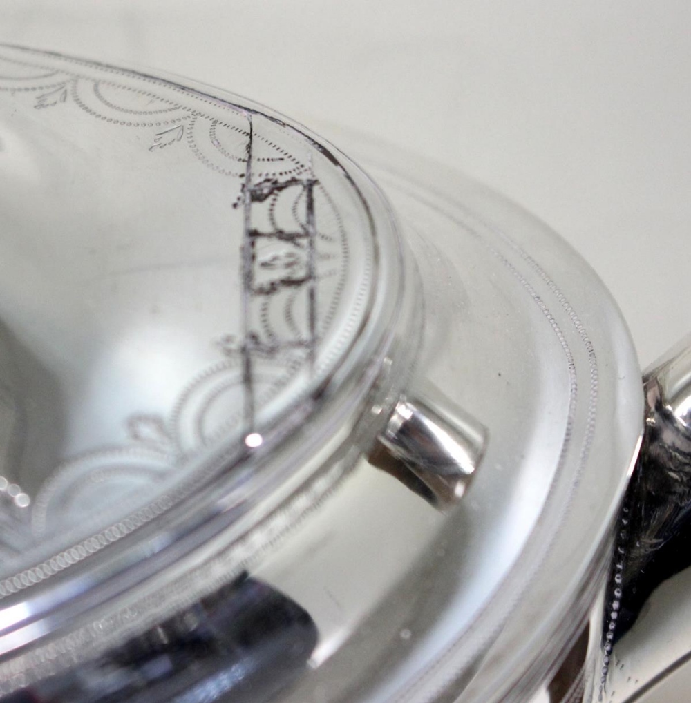 A George III silver teapot, by Peter and Ann Bateman, London 1799, the oval body with two bands of - Image 3 of 6