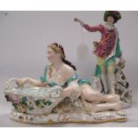 Attributed to John Bevington, a figural sweet dish together with a Samson gallant (2)