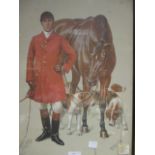 After Cecil Cutler, Huntsman with horse and hounds, chromolithograph published by A C Havell, 44cm x