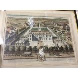 A collection of prints etc, to include a View of Burlington House, Piccadilly, by Kip and Knyff