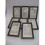 A set of eight prints of Roman Gods, published by Longman & Co, Paternoster Row, in Hogarth style