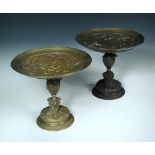 A pair of 19th century electrotyped bronze tazze after the antique