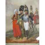 A set of six 19th Century Continental military unifrom prints and two others