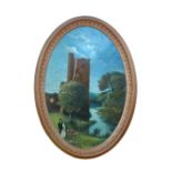 F Armes (British, 19th Century) View of the ruins of Caistor Castle, Norfolk signed on the