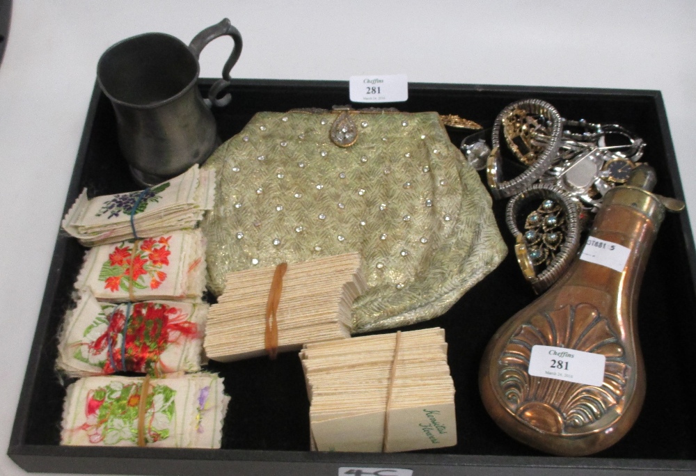 A mid 19th century copper powder horn and other items - Image 2 of 2