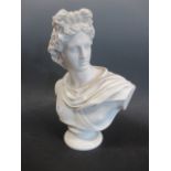 A Parian bust of Apollo, marked 'Art of Union 1861' to base and 'Published February 1861, C. Delpech