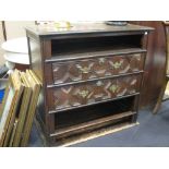 A 17th Century oak geometric moulded chest of drawers, 93 x 92 x 51 cm.