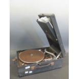 An HMV wind up record player