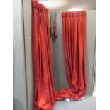 A pair of red damask curtains, approximately 325 cm.
