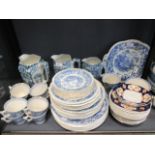A Spode Italian blue and white part dinner service