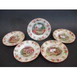 A set of five early 19th century children's pottery plates