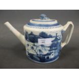 An early 19th century Chinese blue and white export teapot, 14cm high