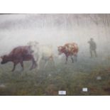 Richard Henry Brock (British, 1871-1943) Cows in the mist, Grantchester signed lower left "R H Brock