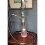 A pale pink and gilt glass hookah pipe