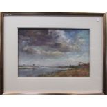 John Patchett (British, 20h Century) - Storm Clouds over the Thurne, pastel, signed lower right,