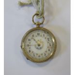 An '18k' open faced pocket watch together with a 9ct gold lady's wristwatch