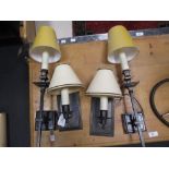 Two pairs of bronzed wall lights