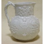 A William Brownfield Royal commemorative parian jug 18cm high