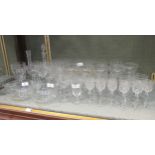 A part service of star decorated glass, together with a spirit decanter and six glasses together