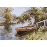 Arthur James Stark (British, 1831-1902) A River scene with a rowing boat watercolour 24 x 35cm (9