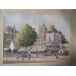 John Poole (British, b. 1958) Norwich Market Place, watercolour, 29.5 x 39.5 cm, signed lower