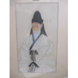 Chinese School (20th Century) - Study of a seated bearded man, watercolour on textile (likely silk),