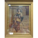 English School, late 19th century, Study of a standing cavalier, oil on canvas, and a watercolour