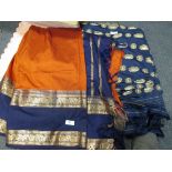 Two Indian gilt thread embroidered saris