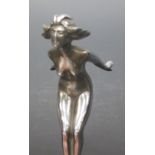 An early 20th century chrome car mascot of a lady diving, 14cm high