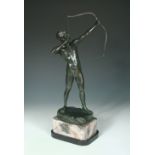 R. Schmotz-Metzner (German fl. early 20th century), a bronze figure of an archer, raised on a