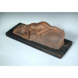 Joe Michels, (fl. 1930's), a terracotta maquette of a sleeping nude, signed and dated 1935,