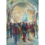 § Patricia Carloss Irving (British, 20th Century) Crowds at the Grand Bazaar, Istanbul signed