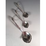 Georg Jensen, a graduated set of three pattern No. 41 Danish metalwares spoons, each with shaped