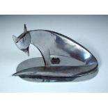 An Austrian chromed model of a fox, probably by Hagenauer, the stylised animal mounted to a