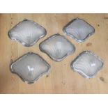 A set of five frosted glass clam shaped wall lights (5)