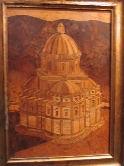 A parquetry picture of a Russian church