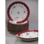 Coalport dessert service of six plates and stands, retailed by Maple & Co, 8 plates by Wedgwood, and